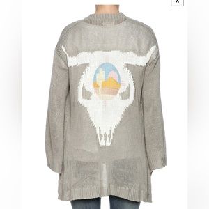 Show Me Your Mumu Mellow Easy Cardi Ojai Bull Skull Knit Cardigan Large L